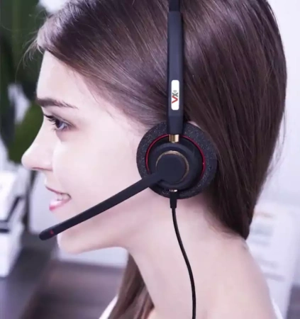 VoiceXpert VXH-550DM, гарнитура для колл-центра с активным шумоподавлением (USB-A, 4 кнопки, 2 динамика, MS)﻿